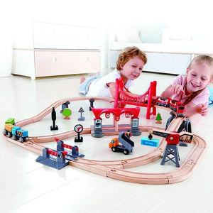 Ensemble de train urbain Busy City (51 pcs)-Hape-Comme des Pirates