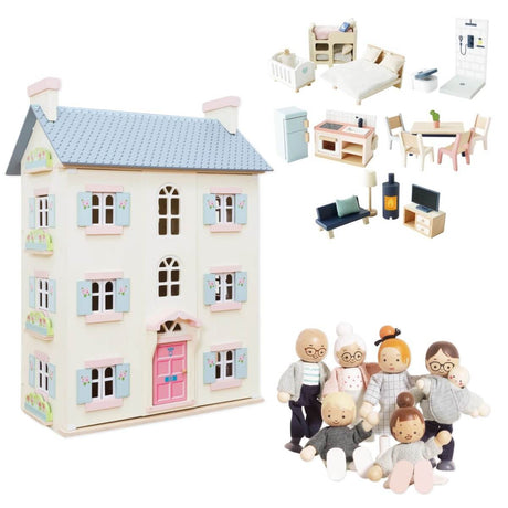 Ensemble maison Cherry Tree Hall meublée + famille de poupées - Maisons de poupée by Le Toy Van