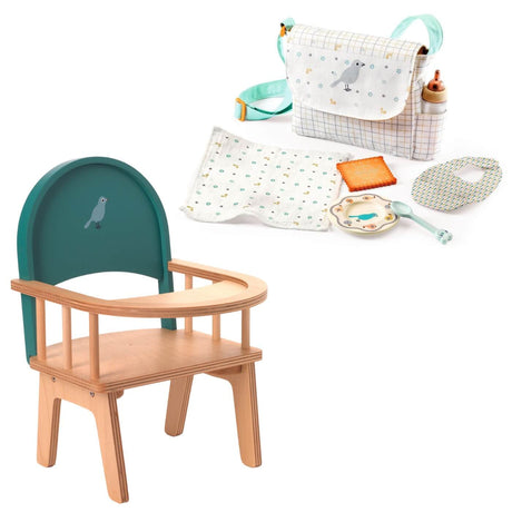 Ensemble Pomea - Chaise + sac d'accessoires de repas de poupée-Accessoires poupée-Djeco-Comme des Pirates