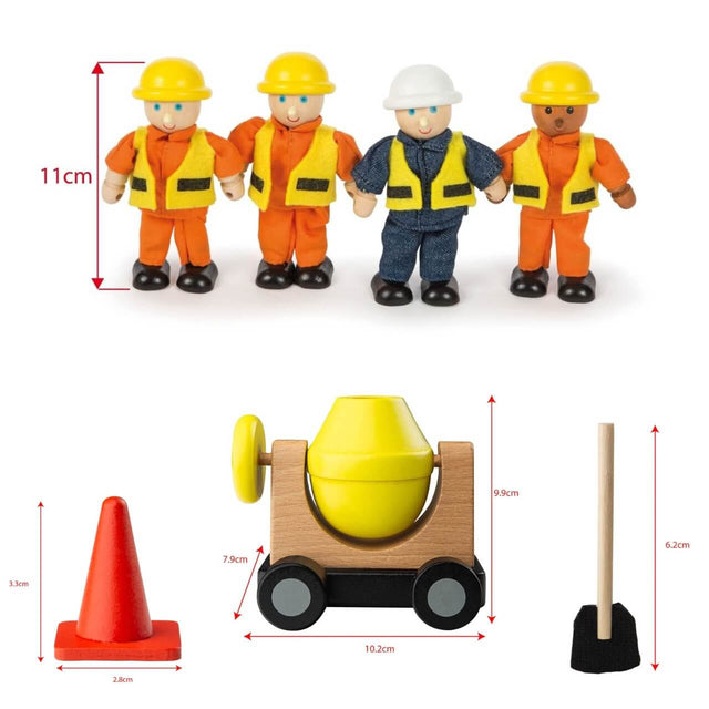 Ensemble Tidlo: figurines d'ouvriers + équipement de construction-Ensembles de jeu-BigJigs-Comme des Pirates