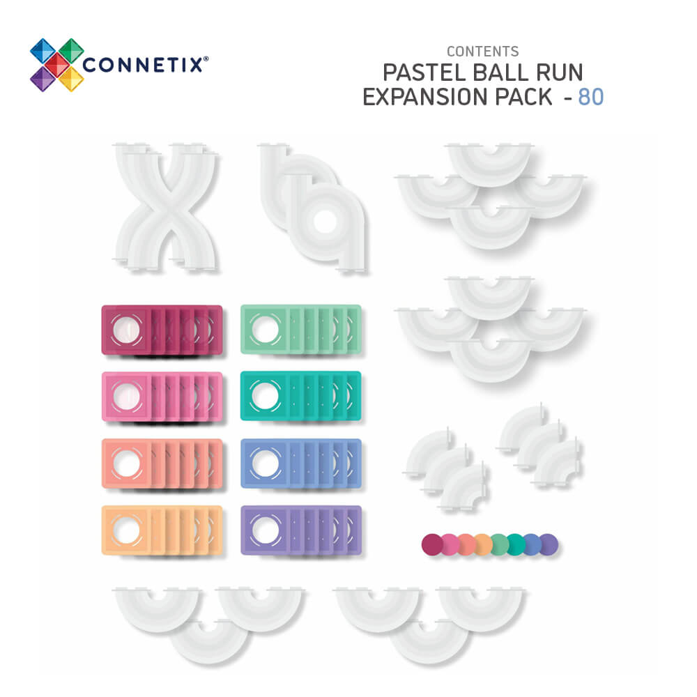 Extension de parcours de balle Pastel (80 pcs)-Jeux de construction-Connetix-Comme des Pirates