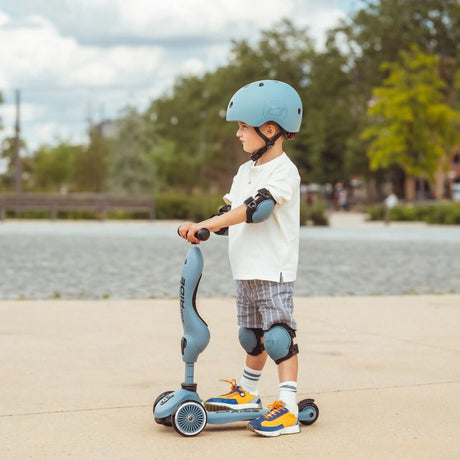 Genouillères & protège‑coudes - Bleu Acier - Jeux d'extérieur by Scoot & Ride