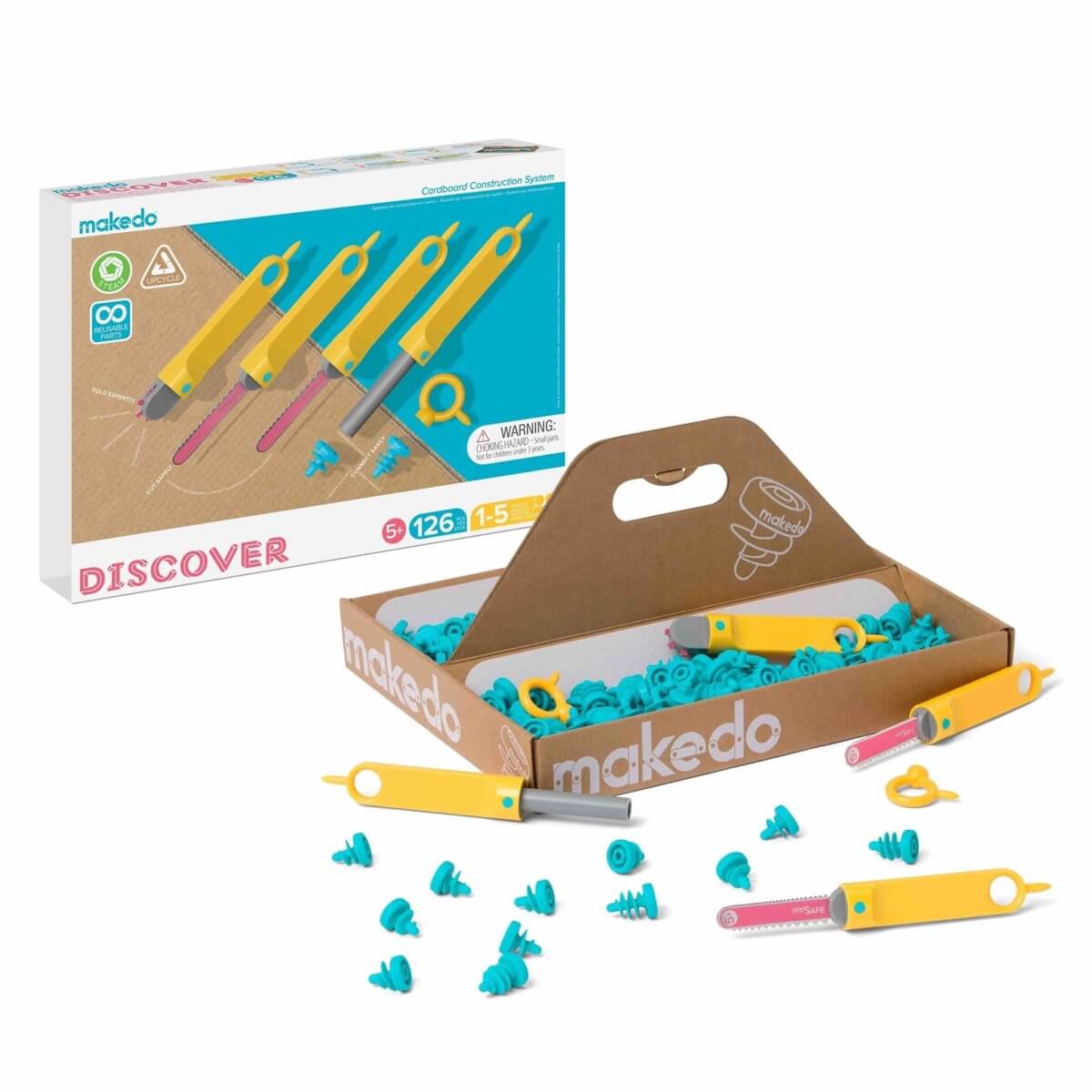 Kit de construction en carton Discover (126 pcs) - Art & bricolage by Makedo