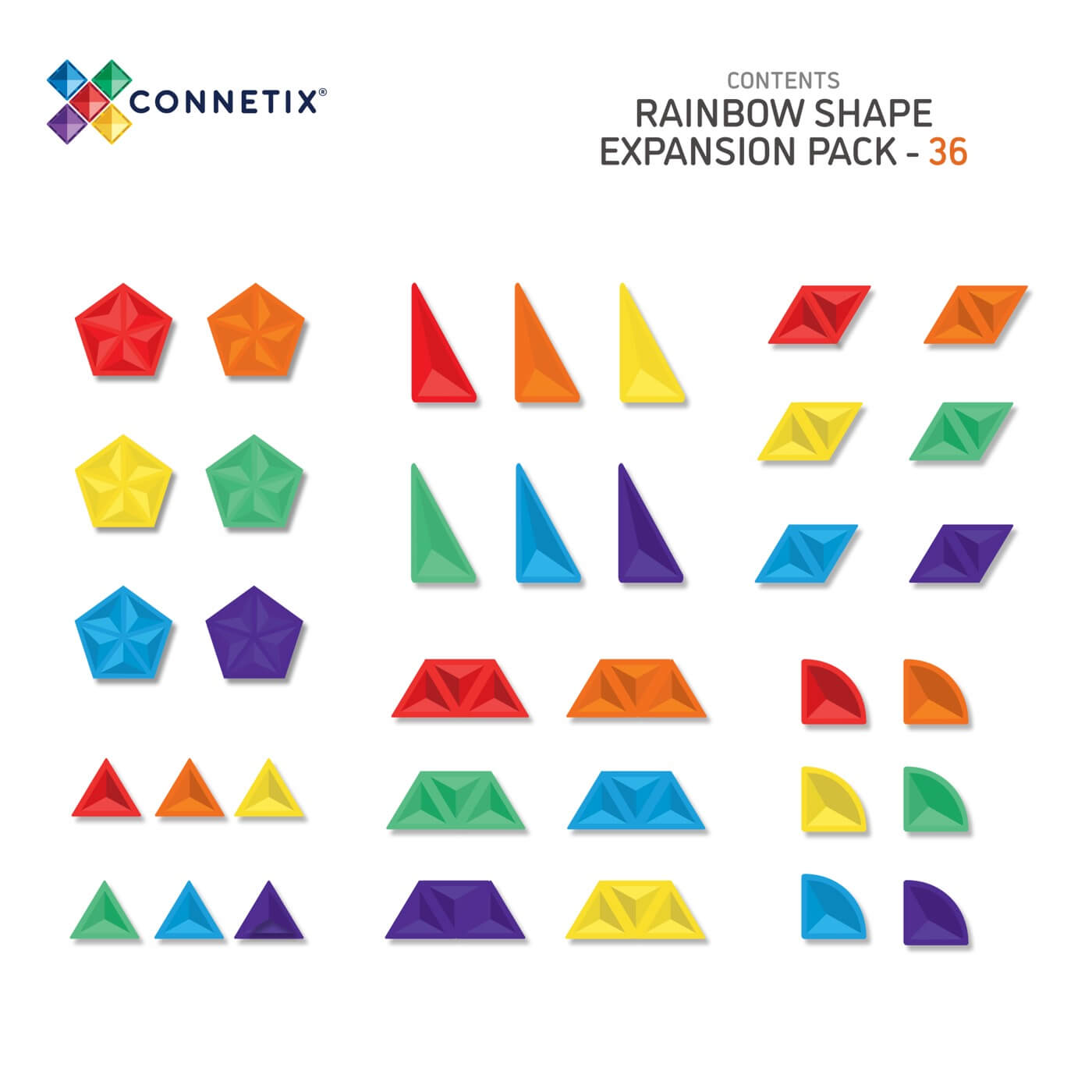 Connetix Rainbow Shapes Expansion pack 36 pcs Comme des Pirates