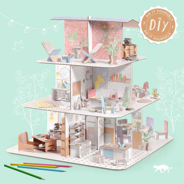 Kit DIY Colorie-assemble-joue - Maison de poupée 3D - Art & bricolage by Djeco