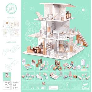 Kit DIY Colorie-assemble-joue - Maison de poupée 3D-Art & bricolage-Djeco-Comme des Pirates