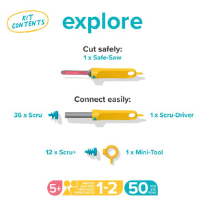 Kit d'outils de construction en carton - Explore (50 pcs) - Art & bricolage by Makedo