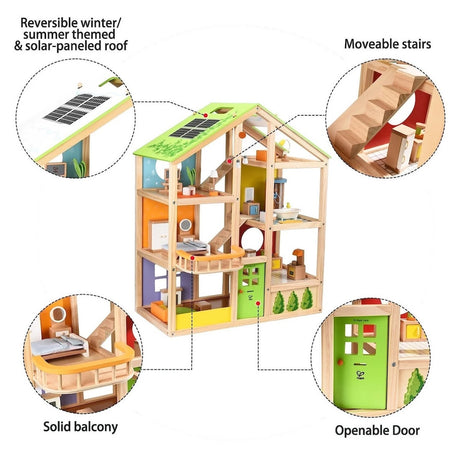 Maison de poupées 4 saisons meublée (36 pcs) - Maisons de poupée by Hape