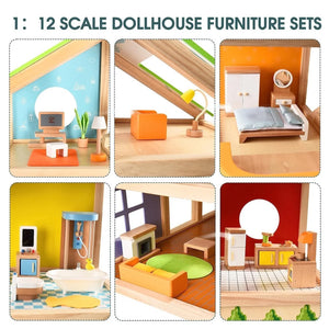 Maison de poupées 4 saisons meublée (36 pcs) - Maisons de poupée by Hape