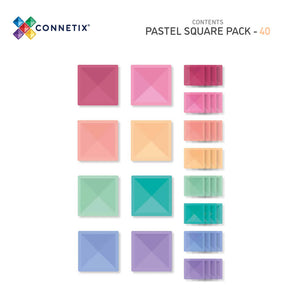 Pack d'extension carrés Pastel (40 pcs)-Jeux de construction-Connetix-Comme des Pirates