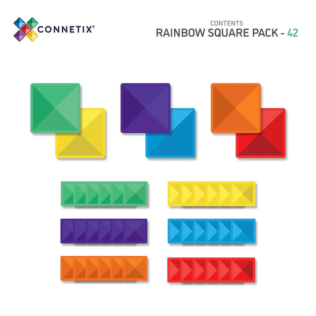 Pack d'extension carrés Rainbow (42 pcs)-Jeux de construction-Connetix-Comme des Pirates