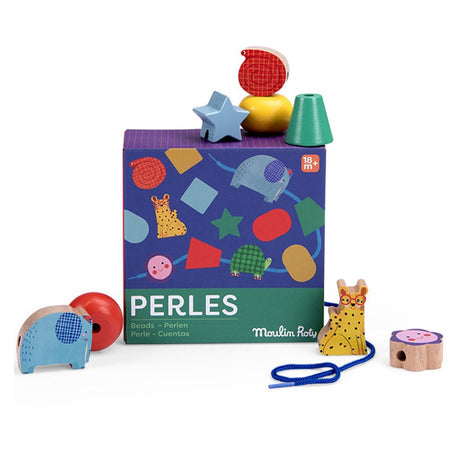 Perles en bois à lacer Toupitis - Jeux de motricité fine by Moulin Roty