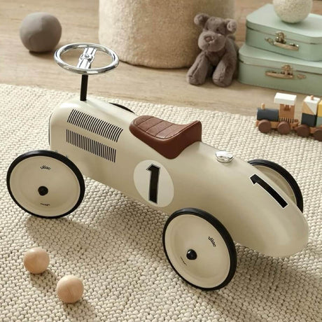 Porteur voiture de course vintage - Blanc crème - Porteurs by Vilac