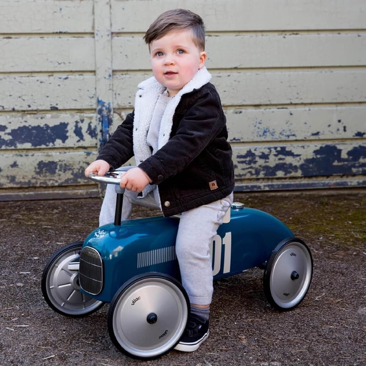 Porteur voiture de course - Vintage bleu - Porteurs by Vilac