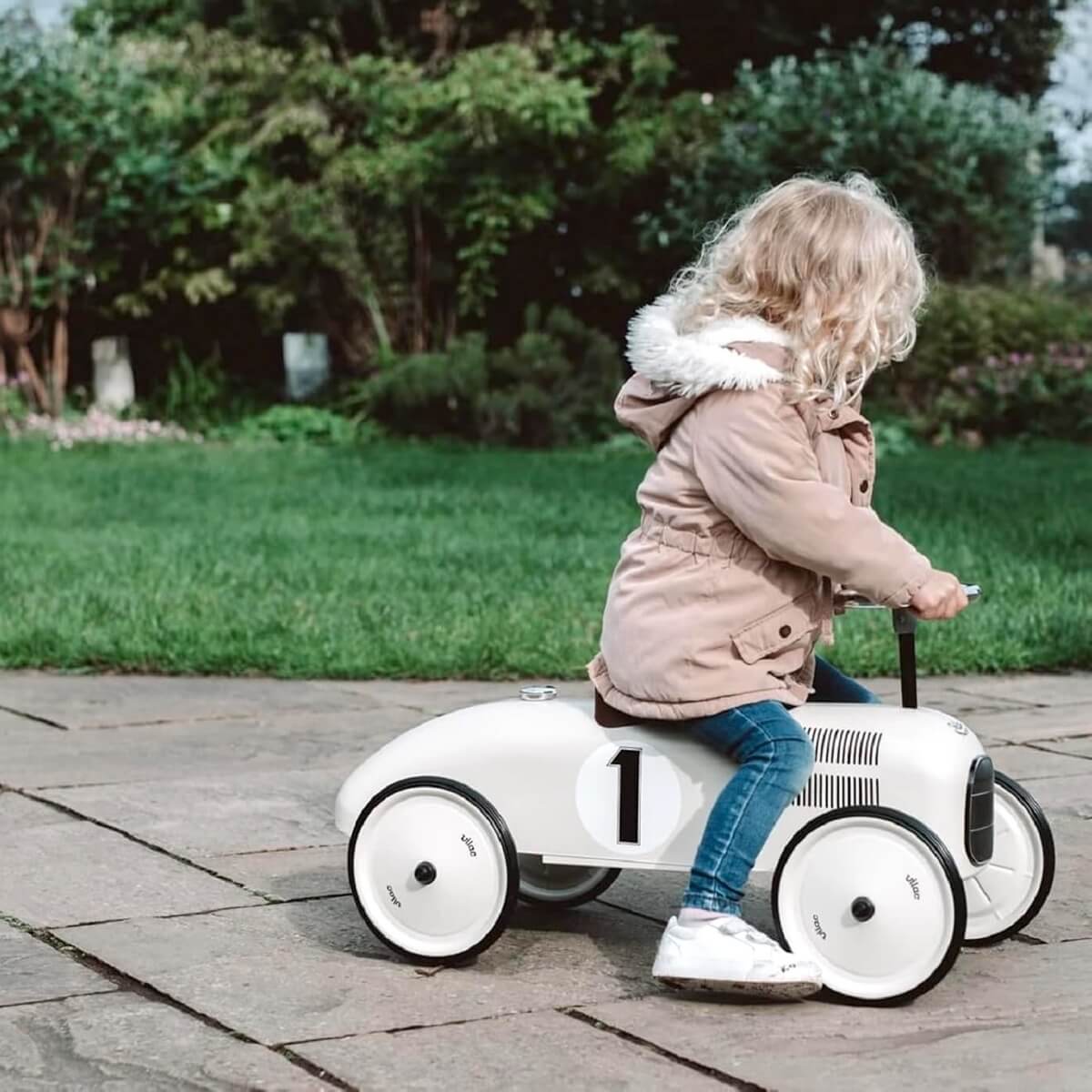 Metal race car ride-on - Vintage blue – Comme des Pirates