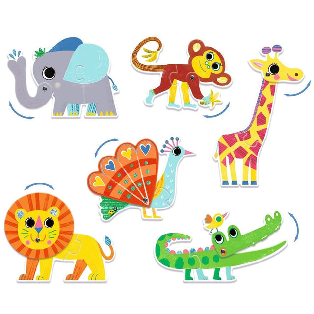 Puzzle Duo Articulo - Animaux sauvages (6x2 pcs) - Casse-têtes by Djeco