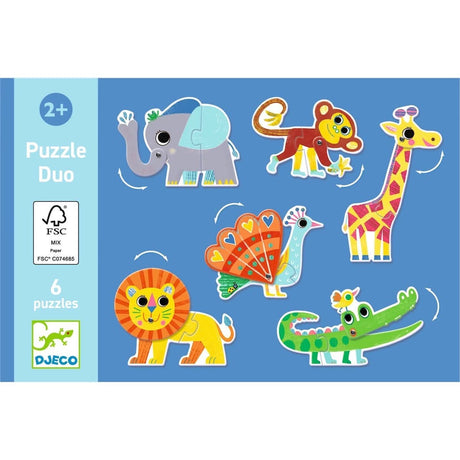 Puzzle Duo Articulo - Animaux sauvages (6x2 pcs) - Casse-têtes by Djeco