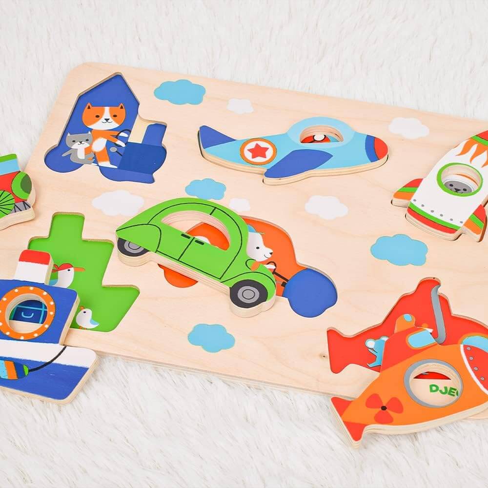 Wooden built-in puzzle - Coucou Vroum – Comme des Pirates