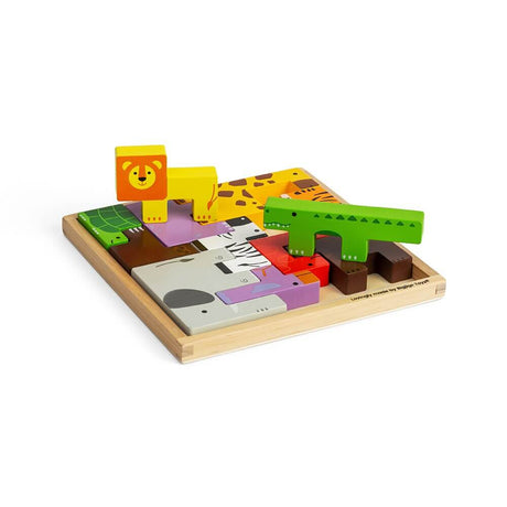 Puzzle en bois Lock-a-Block Safari-Casse-têtes-BigJigs-Comme des Pirates