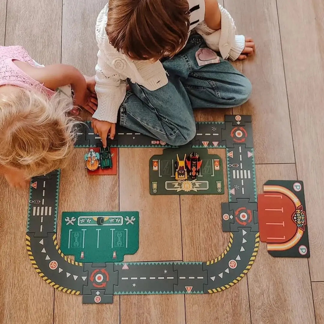 Circuit puzzle géant Crazy Motors DJECO 28 pcs - City Ville Circuit puzzle géant Crazy Motors DJECO 28 pcs - City Ville