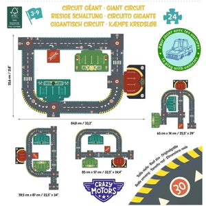 Ensemble Crazy Motors: Garage + Puzzle circuit géant - Ensembles de jeu by Djeco