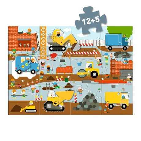 Puzzle géant - Le chantier (12 pcs + 5 articulées) - Casse-têtes by Djeco