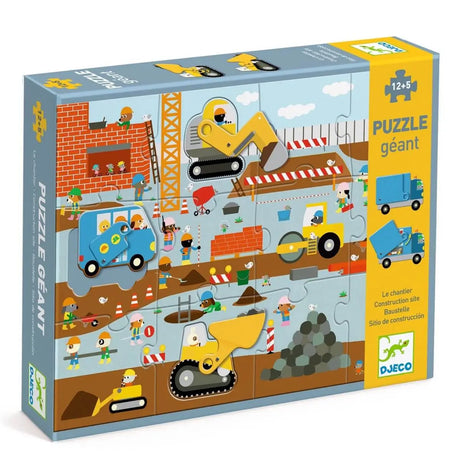 Puzzle géant - Le chantier (12 pcs + 5 articulées) - Casse-têtes by Djeco