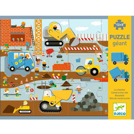 Puzzle géant - Le chantier (12 pcs + 5 articulées) - Casse-têtes by Djeco