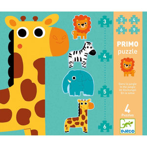 Puzzle Primo - Dans la jungle (3 à 6 pcs)-Casse-têtes-Djeco-Comme des Pirates