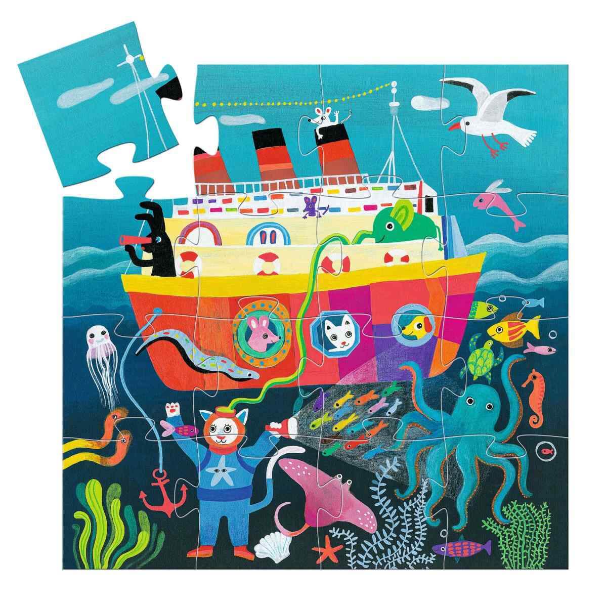 Puzzle silhouette - La croisière des amis (16 pcs)-Djeco-Comme des Pirates