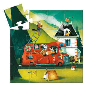 Puzzle silhouette - Le camion de pompier (16 pcs)-Djeco-Comme des Pirates