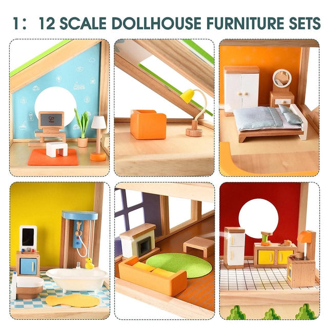 Maison de poupées 4 saisons meublée (36 pcs) - Maisons de poupée by Hape