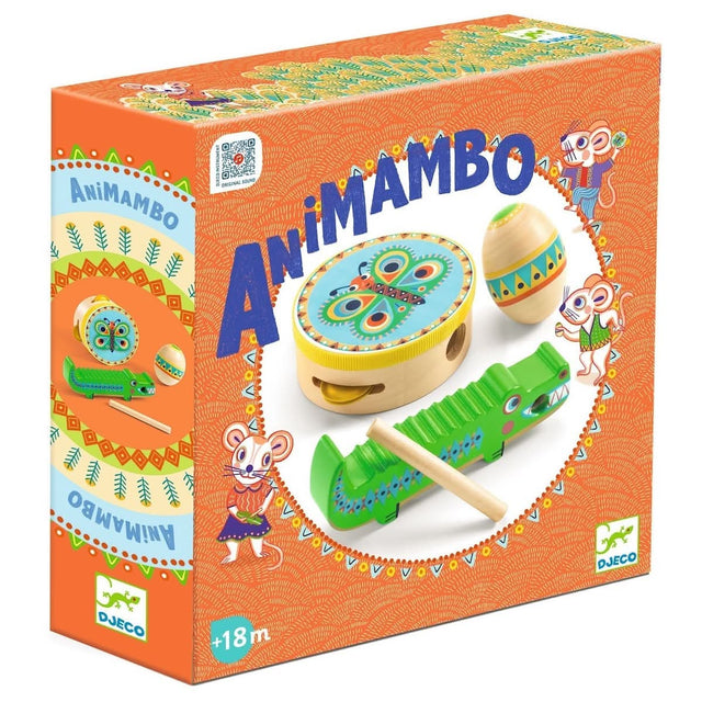 Set de percussions Animambo: tambourin, maracas, guiro - Jouets musicaux by Djeco