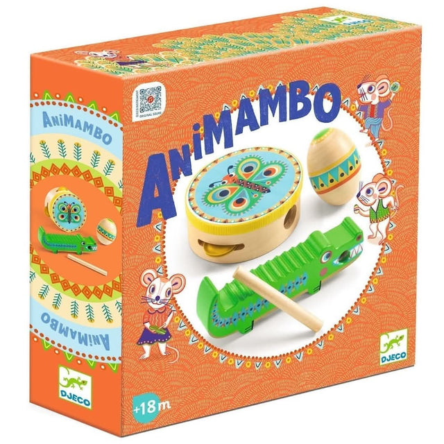 Set de percussions Animambo: tambourin, maracas, guiro - Jouets musicaux by Djeco