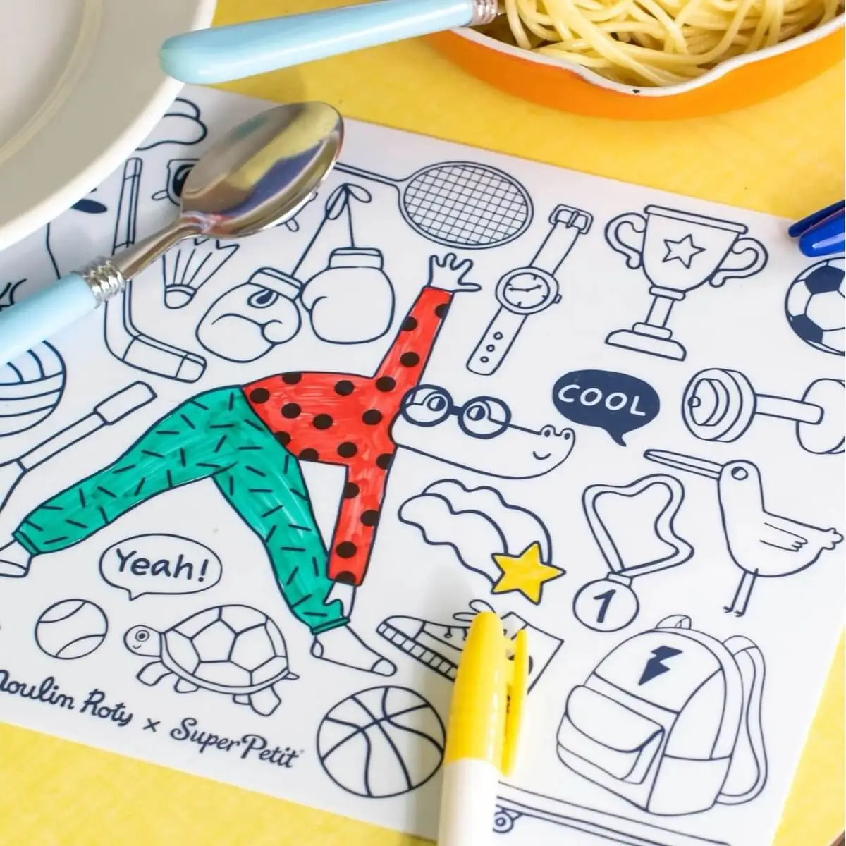 Tapis de coloriage + 4 feutres effaçables Sport - Art & bricolage by Moulin Roty