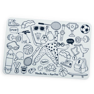 Tapis de coloriage + 4 feutres effaçables Sport - Art & bricolage by Moulin Roty
