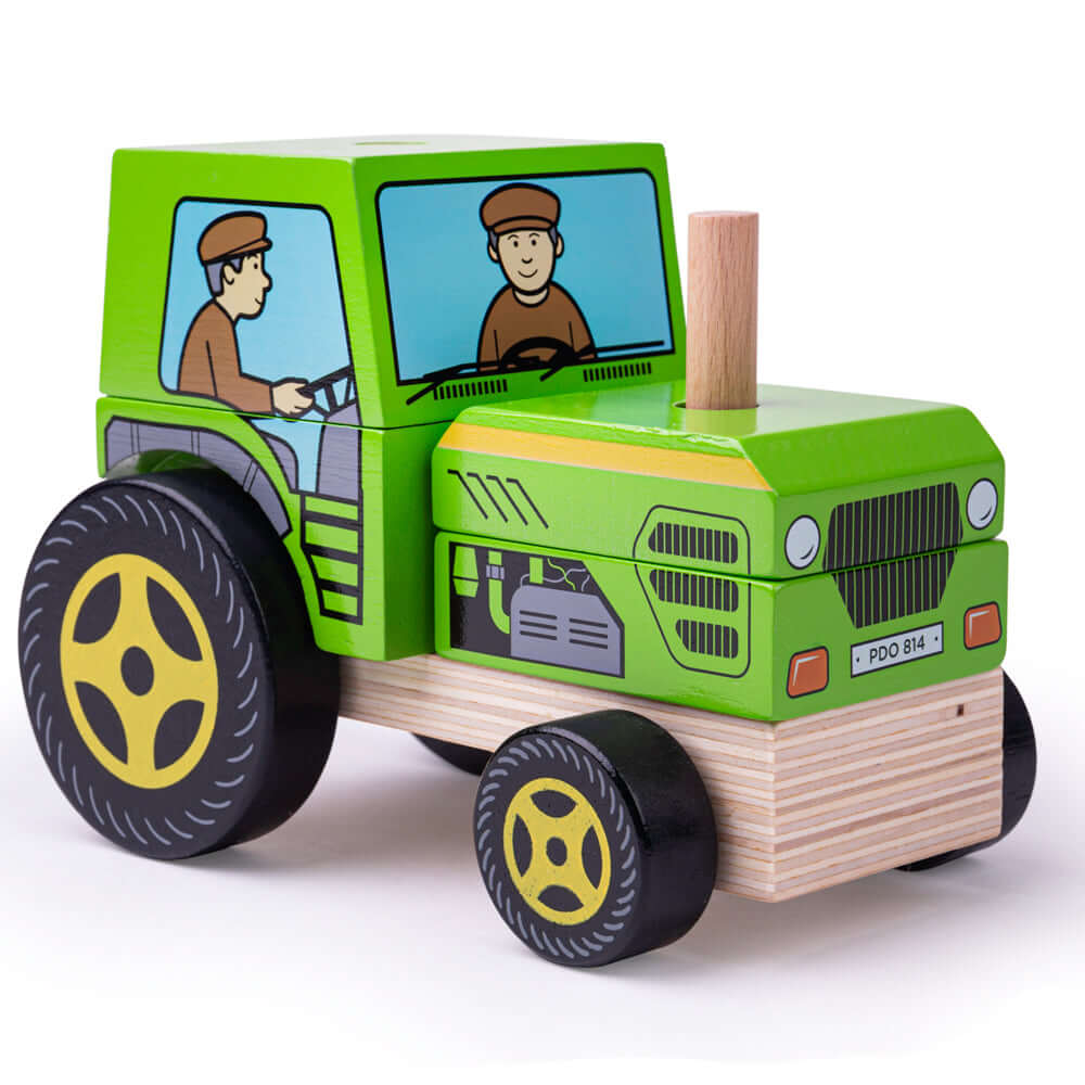 Tracteur à empiler en bois-Jouets à trier & empiler-BigJigs-Comme des Pirates