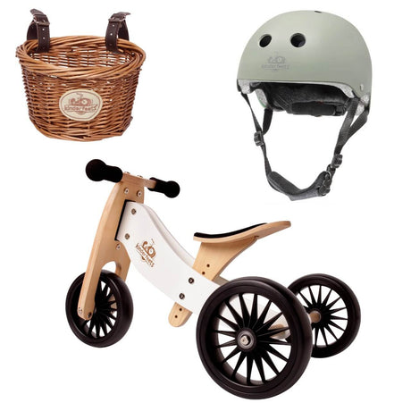 Tricycle Tiny Tot PLUS + casque et panier - Blanc - Jeux d'extérieur by Kinderfeets