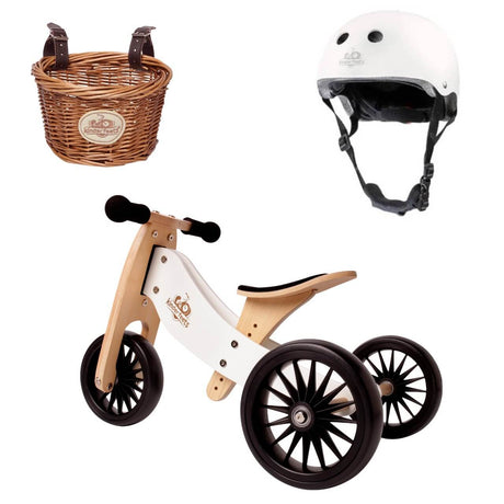 Tricycle Tiny Tot PLUS + casque et panier - Blanc-Jeux d'extérieur-Kinderfeets-Comme des Pirates