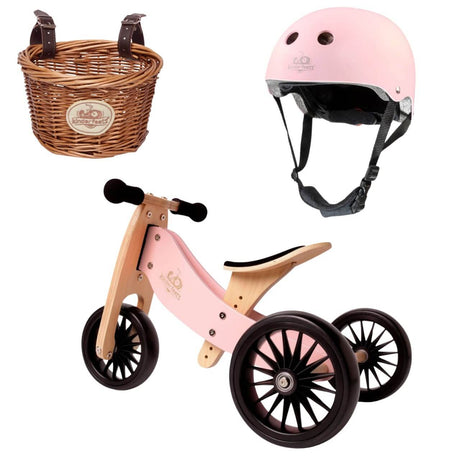 Tricycle Tiny Tot PLUS + casque et panier - Rose - Jeux d'extérieur by Kinderfeets