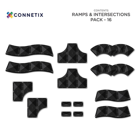 Tuiles d'extension Rampes & Intersections (16 pcs) - Jeux de construction by Connetix