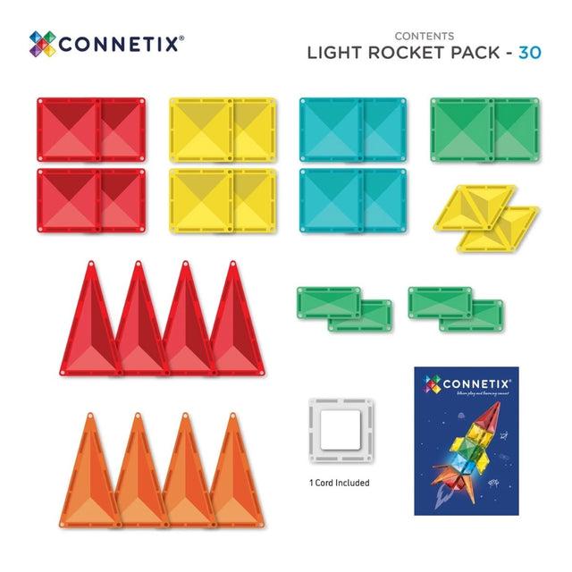 Tuiles magnétiques Fusée lumineuse (30 pcs) - Jeux de construction by Connetix