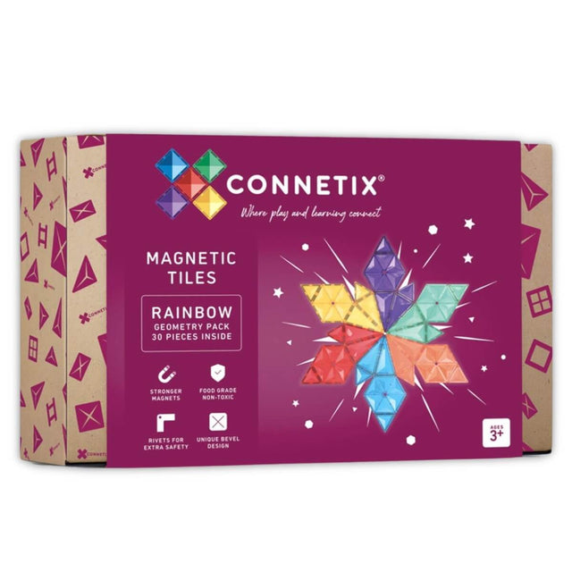 Tuiles magnétiques Géométrie Arc-en-ciel (30 pcs) - Jeux de construction by Connetix