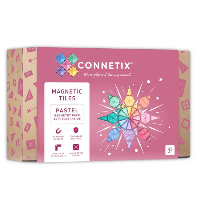 Tuiles magnétiques Géométrie Pastel (40 pcs) - Jeux de construction by Connetix