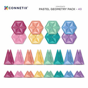 Tuiles magnétiques Géométrie Pastel (40 pcs) - Jeux de construction by Connetix