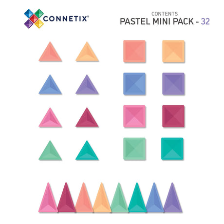 Tuiles magnétiques - Mini Pastel (32 pcs)-Jeux de construction-Connetix-Comme des Pirates