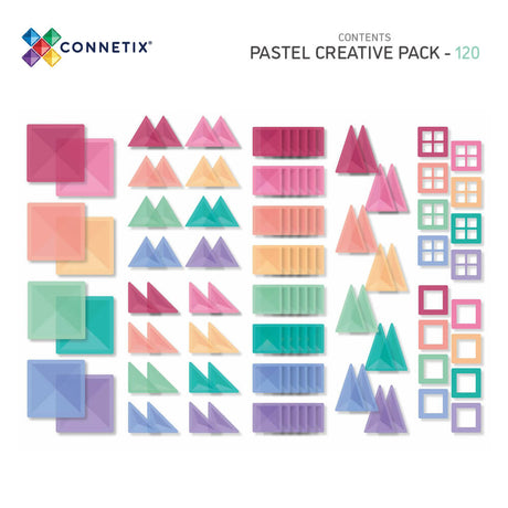 Tuiles magnétiques - Pastel Creative (120 pcs)-Jeux de construction-Connetix-Comme des Pirates