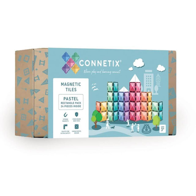 Tuiles magnétiques Rectangles Pastel (24 pcs)-Jeux de construction-Connetix-Comme des Pirates