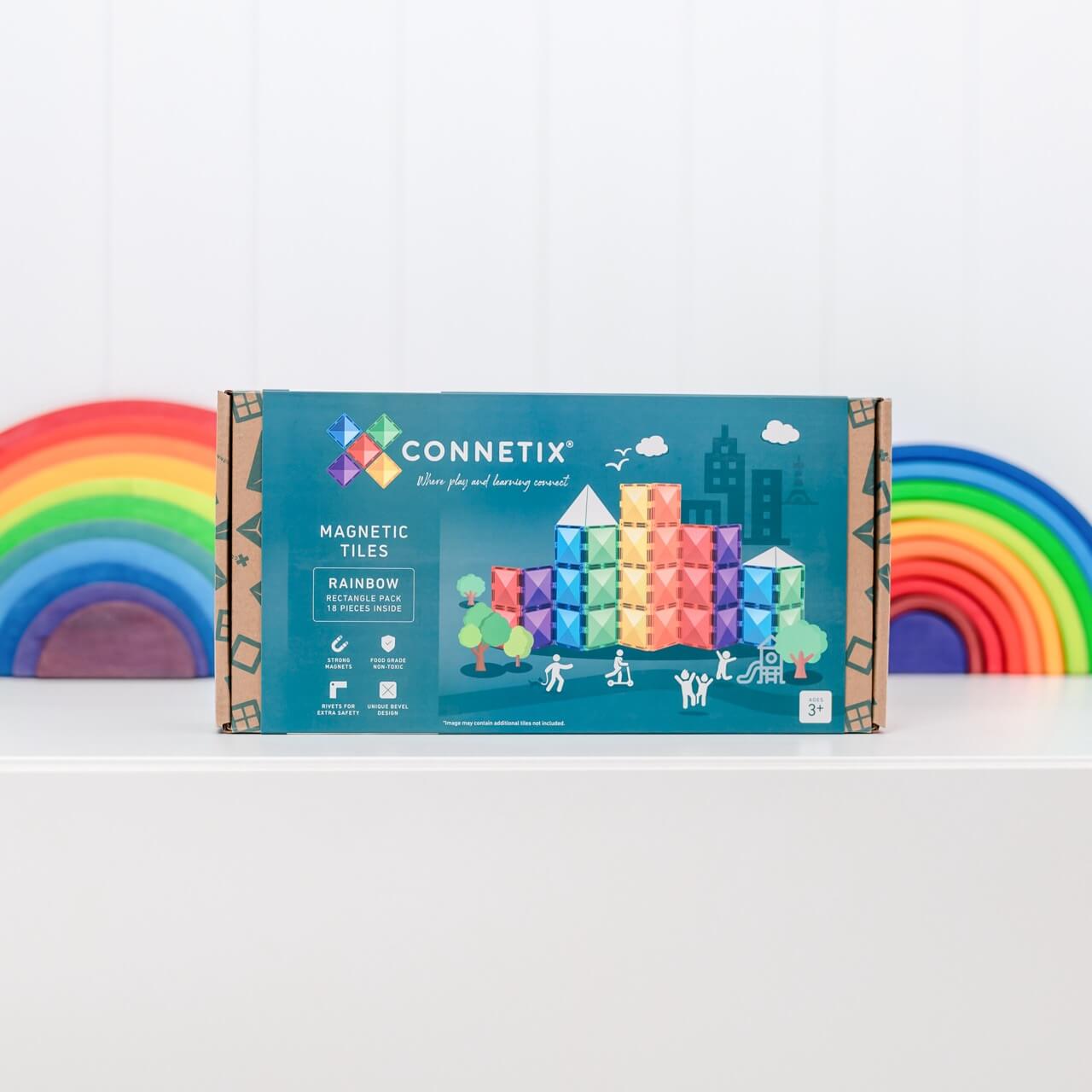 Rainbow Rectangles magnetic tiles (18 pcs) – Comme des Pirates