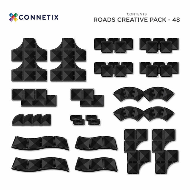 Tuiles magnétiques Routes Creative (48 pcs) - Jeux de construction by Connetix